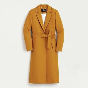 NWT J Crew $398 Wrap Coat in Double Serge Wool Size 2 Heather Honey